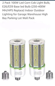 2 Pack 100W Led Corn Cob Light Bulb, E26/E39 Base led Bulb (250-400W MH/HPS Repl - Picture 1 of 8