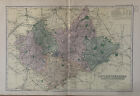 1895 Leicestershire & Rutland Original Antique County Map By G.W. Bacon