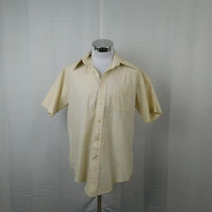 Vintage Men's Retro 70s Streetwear ADG Short Sleeve Button-Up 16 Beige #2718 - Picture 1 of 5