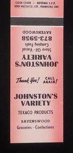 70er Jahre? Johnston's Variety Texaco Gaskocher Öl Varsol Lambton Ravenswood ON Cana - Bild 1 von 2