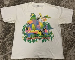 Camicia Vintage Panama Jack Tropical Birds Dbl Lato Punto Singolo XL RARA Made in US - Foto 1 di 10