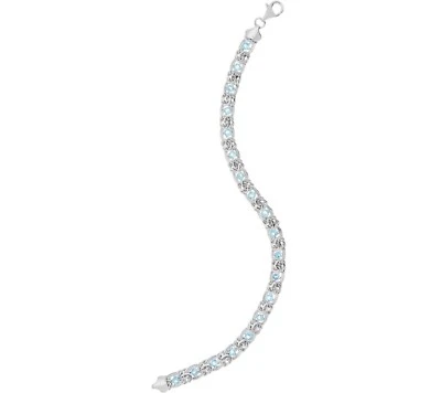 Blue Topaz Gemstone Byzantine Tennis Bracelet Real 925 Sterling Silver QVC - Image 1 of 4