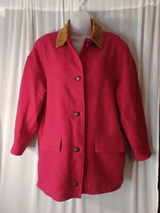 Basic Editions Wool Coat Women’s 10 Vintage, Red, Plaid Lining, Button Closure - Picture 1 of 14