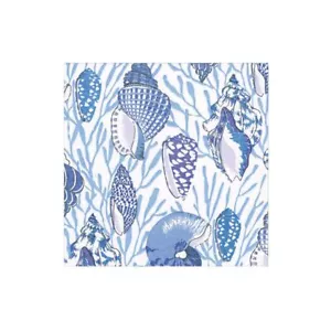 Shell Toile Paper Cocktail Napkins in Blue - 20 Per Box - 2 Packages - Picture 1 of 8