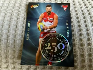 2019 AFL SELECT FOOTY STARS MILESTONE 250 GAMES HEATH GRUNDY MG72 SWANS - Picture 1 of 2