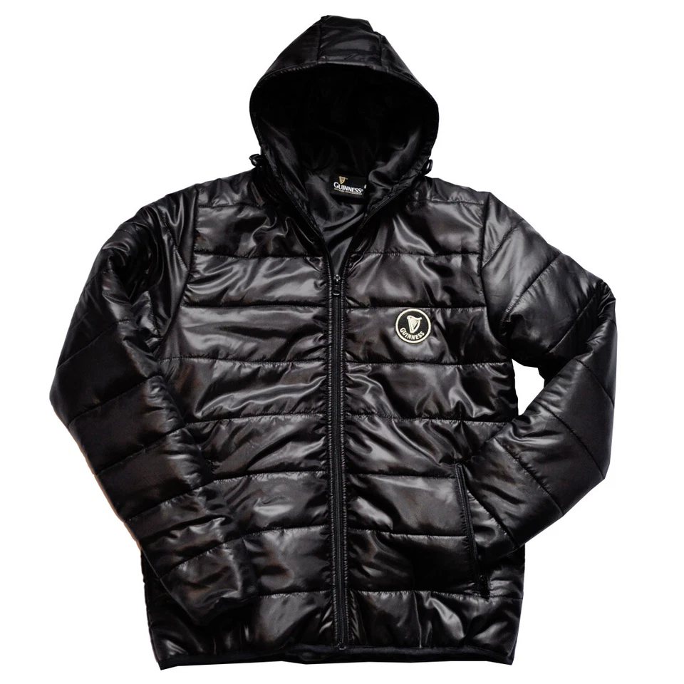 Men Winter Puffer Black Jacket Hooded Neckline Full Zip Front Pockets   - Image 1 of 1