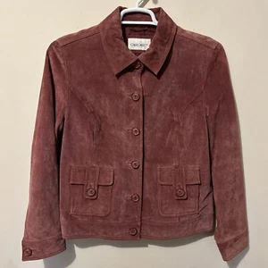 Cherokee Suede Leather Jacket Rose Pink Women’s Measure Large Y2K Cottagecore - Picture 1 of 12