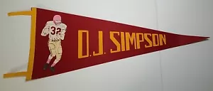 1970s OJ Simpson Football Pennant Banner Flag Vintage Felt Bills 49ers 30" X 12" - Picture 1 of 10