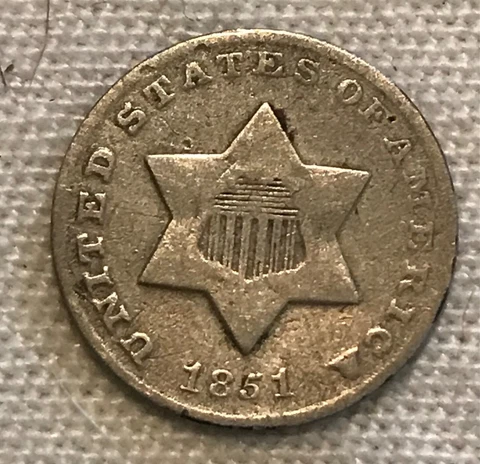 1851-o Three cent Silver , Scarce Cover