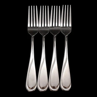 4 tenedores de cena Hampton Silversmiths Swirl - China de acero inoxidable de 7 1/2" Foto 1 de 4