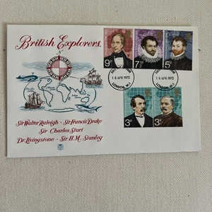 1973 British Explorers First Day Cover Set x2 Insert Raleigh, Drake, Livingstone - Picture 1 of 3