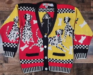 Vintage 90er Strickjacke Bay Pullover kleine Dalmatiner Hunde Intarsien Handstrick Landhaus - Bild 1 von 19