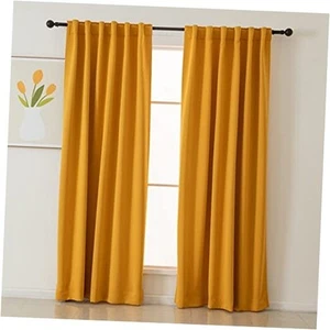 Blackout Curtains 84 Inches Long 2 52"W x 84"L (Pack of 2) Mustard Yellow - Picture 1 of 8