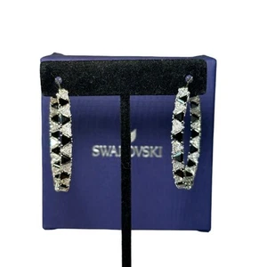 Swarovski Ortyx hoop earrings, Triangle cut, Black, Rhodium plated - Picture 1 of 8