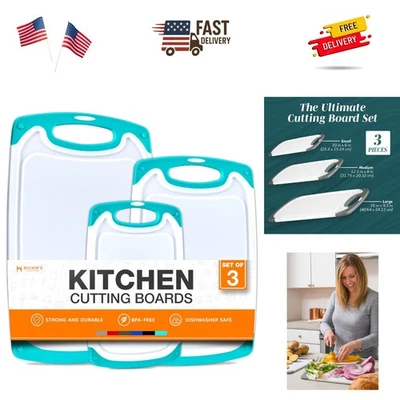 Ultimate 3-Pack Cutting Boards - Aqua, BPA-Free, Non-Slip Handles & Gift-Ready - Image 1 of 4