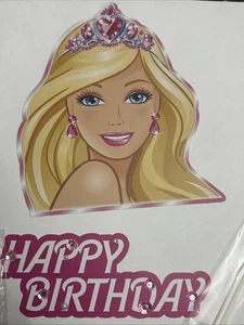 9 Pcs Barbie Cake Topper Happy Birthday Pink One Sided, Pink Glitter Hearts 💕 - Picture 1 of 3
