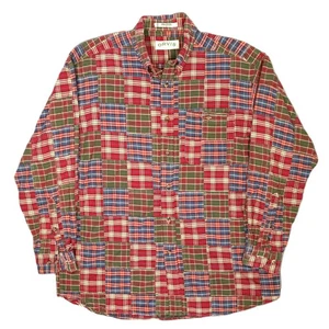 Camicia vintage Orvis patchwork Madras uomo grande rosso verde a quadri India - Foto 1 di 5