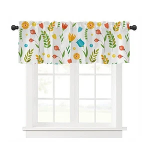 18" L X 54" W Curtain Valance for Window, Flowers Leaves Floral Pattern Linen... - Picture 1 of 7
