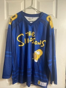 The Simpsons Stripe Hockey Jersey 3/4 Sleeve Size Medium - Picture 1 of 8