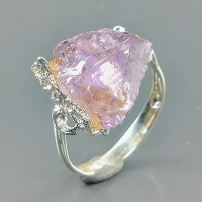 Anillo de amatista natural hecho a mano de 5 quilates + plata de ley 925 tamaño 7/B-R4905 Foto 1 de 4