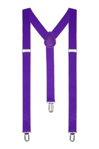Braces/Suspenders One Size Fully Adjustable Y Shaped With Strong Clips (Purple) - Picture 1 of 6