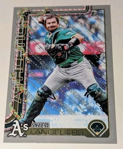 Tarjeta paralela 2025 Topps Holiday # H102 Shea Langeliers plata brillo A's MLB - Imagen 1 de 2