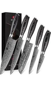 XINZUO Damascus 5Pcs Kitchen Knife Set, Professional Sharp Cooking. - Picture 1 of 9
