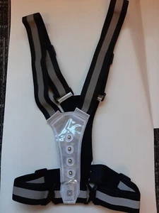 Black & Gray LED Safety Reflective Running Vest High Visibility Warning Lights - Picture 1 of 3