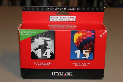 Lexmark Printer Cartridges Combo Pack of #14 Black and #15 Color,NEW in box - Image 1 of 4