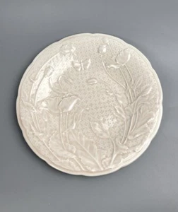 Gien France Connoisseur Deauville Salad Plate 8 3/8” Cream  Pink Floral Embossed - Picture 1 of 10