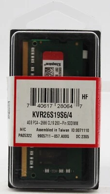 Kingston ValueRAM KVR26S19S6/4 4GB 2666MHz 260 Pin SODIMM DDR4 RAM - Image 1 of 2