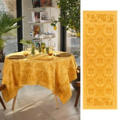 BEAUVILLE, TOPKAPI HONEY, FRENCH SATIN COTTON TABLE RUNNER 20" X 59", NEW IN BOX - Image 1 of 4