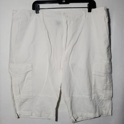 Pantalones Cortos Sean John Para Hombre Talla 40X12 Blanco Brillante Carga Clásico Vuelo Lino Algodón Foto 1 de 4