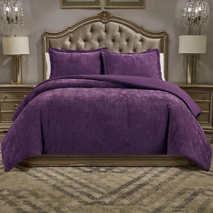 Luxury Chenille Queen Comforter Set, One Comforter with Two Pillow Shams - Picture 1 of 8