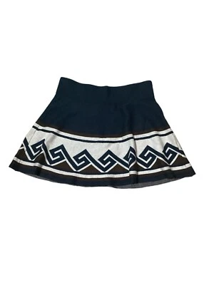 Minifalda Talula Azul Marino 100% Algodón Volantes Cintura Alta S Estampado Azteca Foto 1 de 3