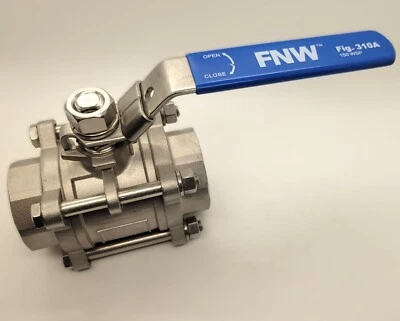 FNW 1-1/2" Stainless Full Port Ball Valve Socket Weld CF8M 1000 psi FNW310ASWJ - Image 1 of 4