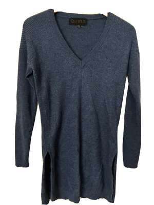 Suéter túnica de lana azul marino Quinn para mujer cuello en V XS excelente estado $298 Foto 1 de 4