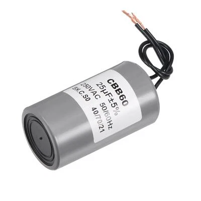 UXCELL CBB60 Run Capacitor 25uF 250V AC 2 Wires 50/60Hz Cylinder Motor Running