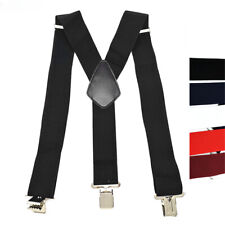 Men Suspenders Unisex Braces 50mm Wide 5 Solid Color High Elastic Adjustable
