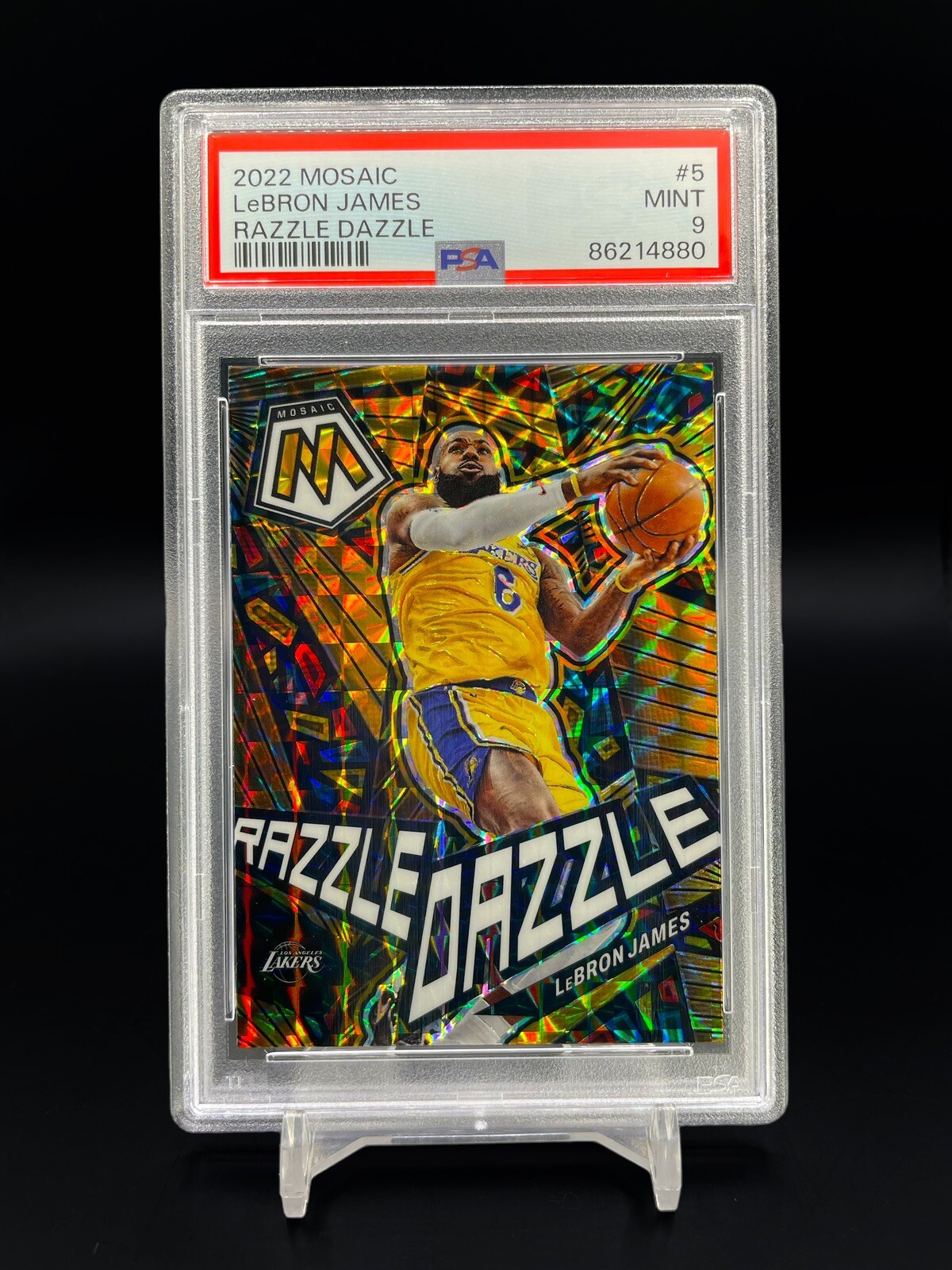 2022-23 Panini Mosaic LeBron James Razzle Dazzle SP Prizm PSA 9 MINT *CASE HIT