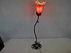 Art Deco Style Handmade Wrought Iron Table Lamp 1 Blown Glass Shade  Multi - Picture 1 of 7