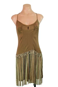 Bebe Dress Small Boho Fringe Festival Sexy Mini Clubwear Zip Fitted Women y2k - Picture 1 of 8