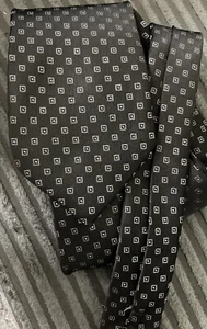 Matalan black square pattern polyester smart classic tie 3" wide 58" long - Picture 1 of 5