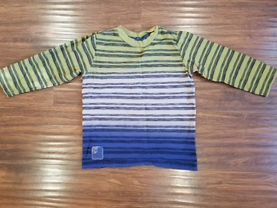 3 码 Naartjie 条纹男孩衬衫长袖绿色 — 第 1/4 张图片