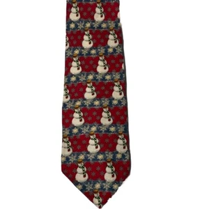 Robert Stock Snowman Snowflakes  Christmas 100% Silk Novelty Neck Tie - Picture 1 of 5