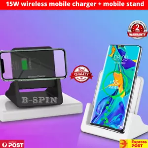 Cargador inalámbrico 15W soporte de carga rápida base base para iPhone Samsung Huawei - Imagen 1 de 24