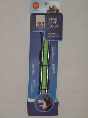 Collar de perro Cesar Millan verde neón claro brillante tamaño grande 19,7" x 25,6" bolsa nueva Foto 1 de 3