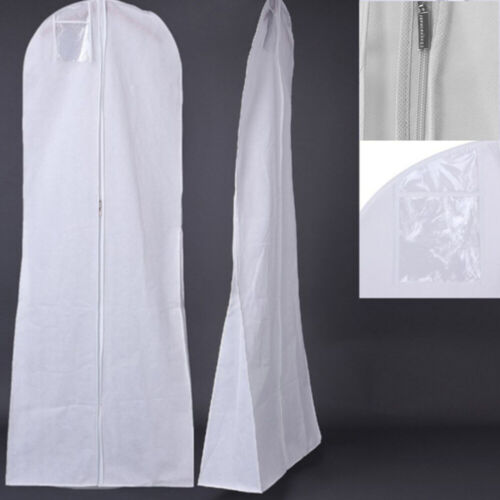 72 pouces housse de robe de mariée robe de bal robe de mariée vêtement rangement sac zippé blanc respirant