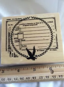 Club Scrap Rubber Stamp Teacher Remarks Participation Special Assignments Eagle - Picture 1 of 2