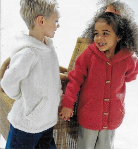 Boys Girls Hooded Jacket Coat Sweater Hoody KNITTING PATTERN Chunky 22 - 32" 